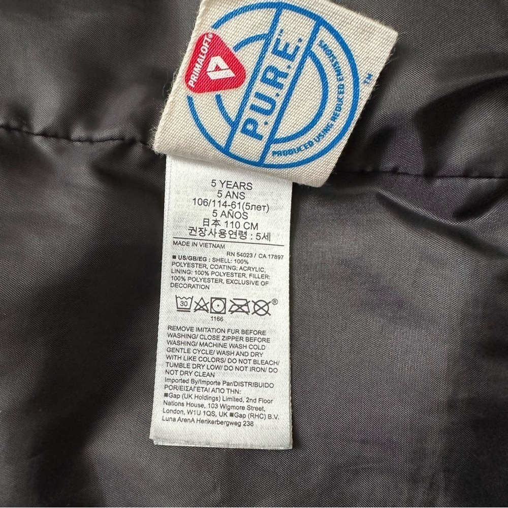 Baby Gap Girls Heavyweight Primaloft Puffer Jacket Size 5 - Picture 9 of 12